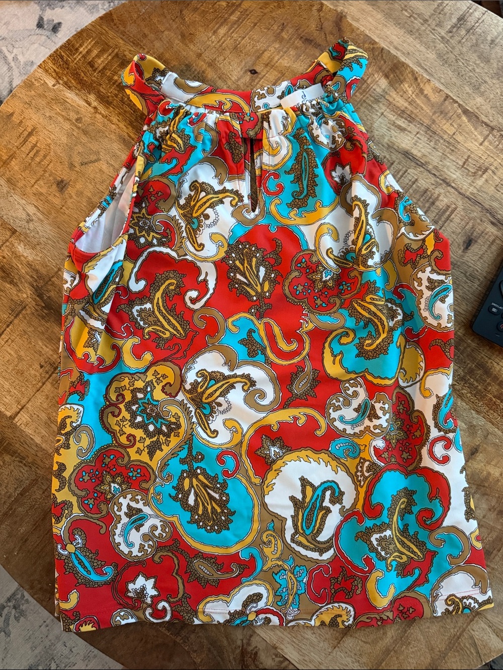 Jude Connally Red, Turquoise, Yellow Paisley Halter Top